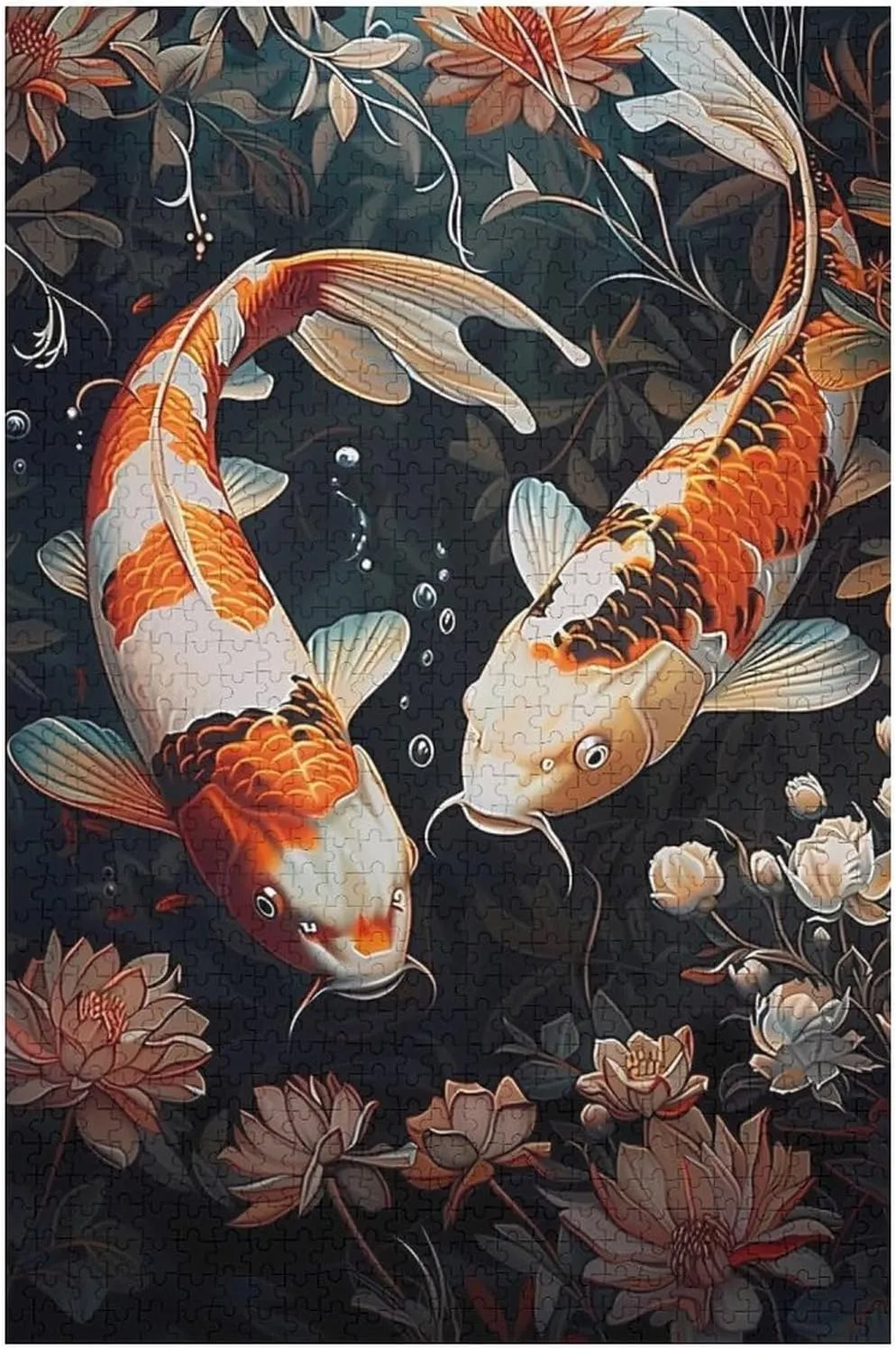 Puzzles for Adults 1000 Pieces - Koi Fish Swim Koi Funny Educational Puzzles, Birthday Christmas Valentine's Day Gift