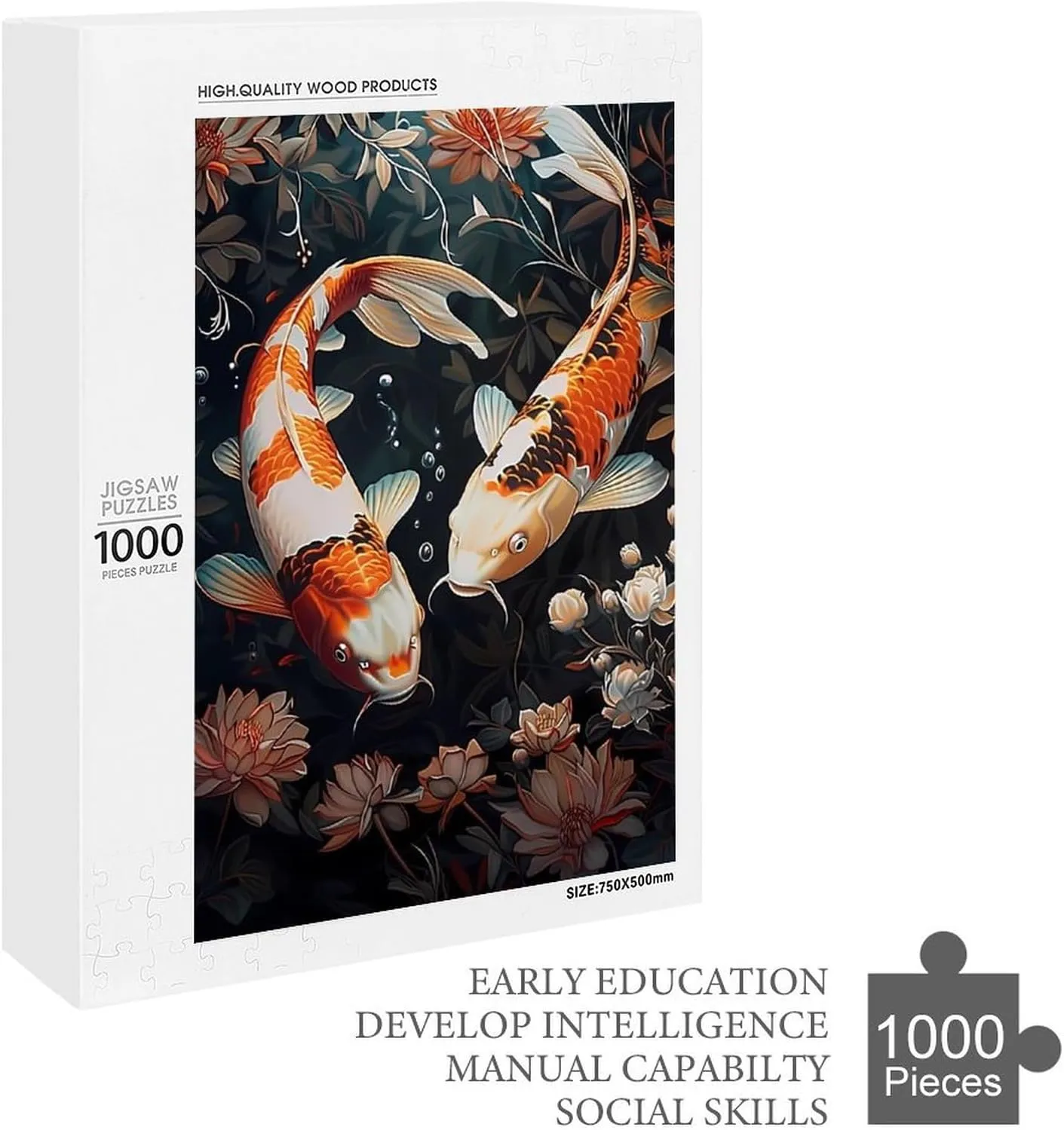 Puzzles for Adults 1000 Pieces - Koi Fish Swim Koi Funny Educational Puzzles, Birthday Christmas Valentine's Day Gift