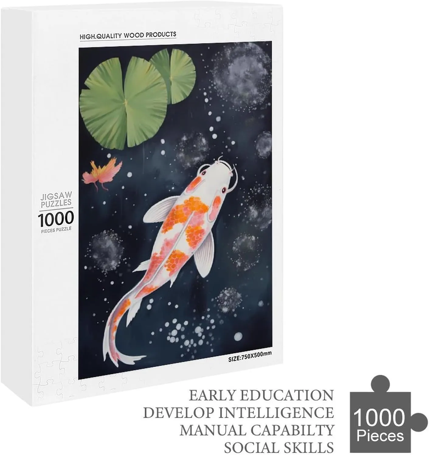 Puzzles for Adults 1000 Pieces - Koi Fish Swimming Koi Fish Challenging Jigsaw Puzzle, Daring to Try, Family Entertainment Interactive Fun Jigsaw Puzzle Gifts