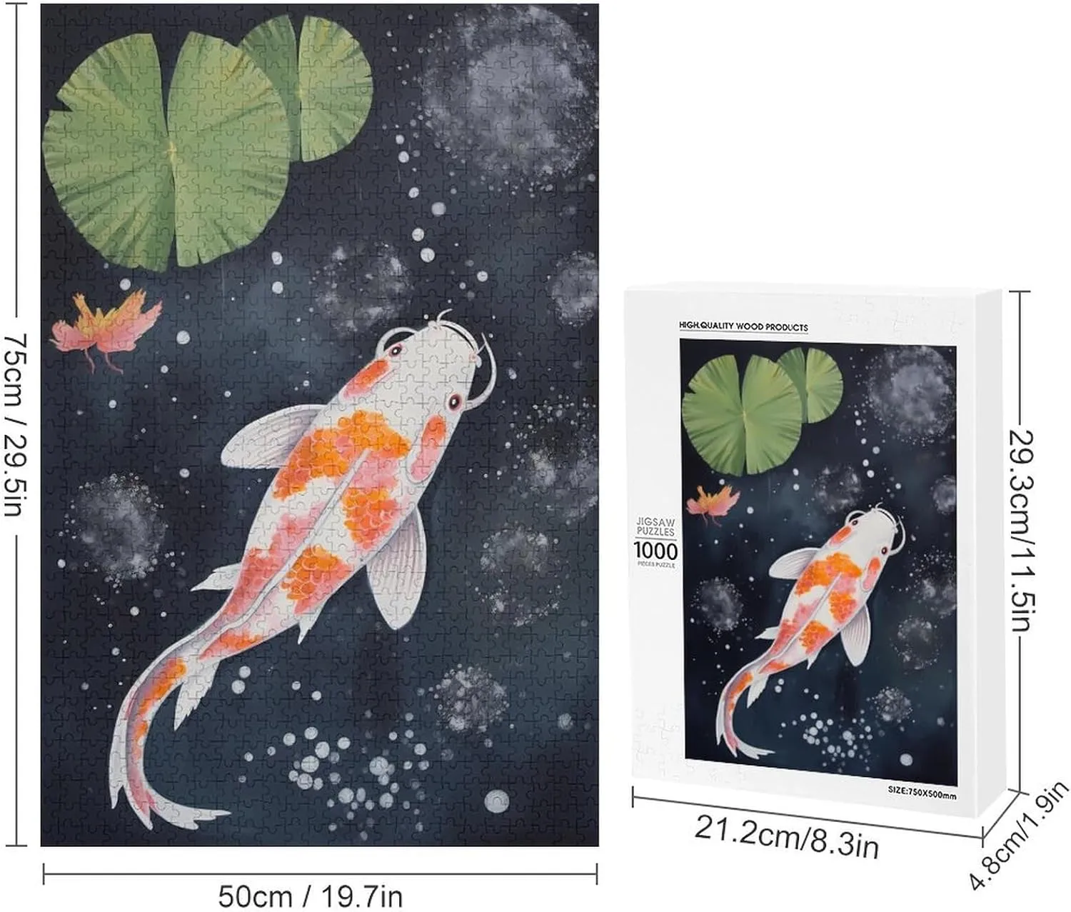 Puzzles for Adults 1000 Pieces - Koi Fish Swimming Koi Fish Challenging Jigsaw Puzzle, Daring to Try, Family Entertainment Interactive Fun Jigsaw Puzzle Gifts