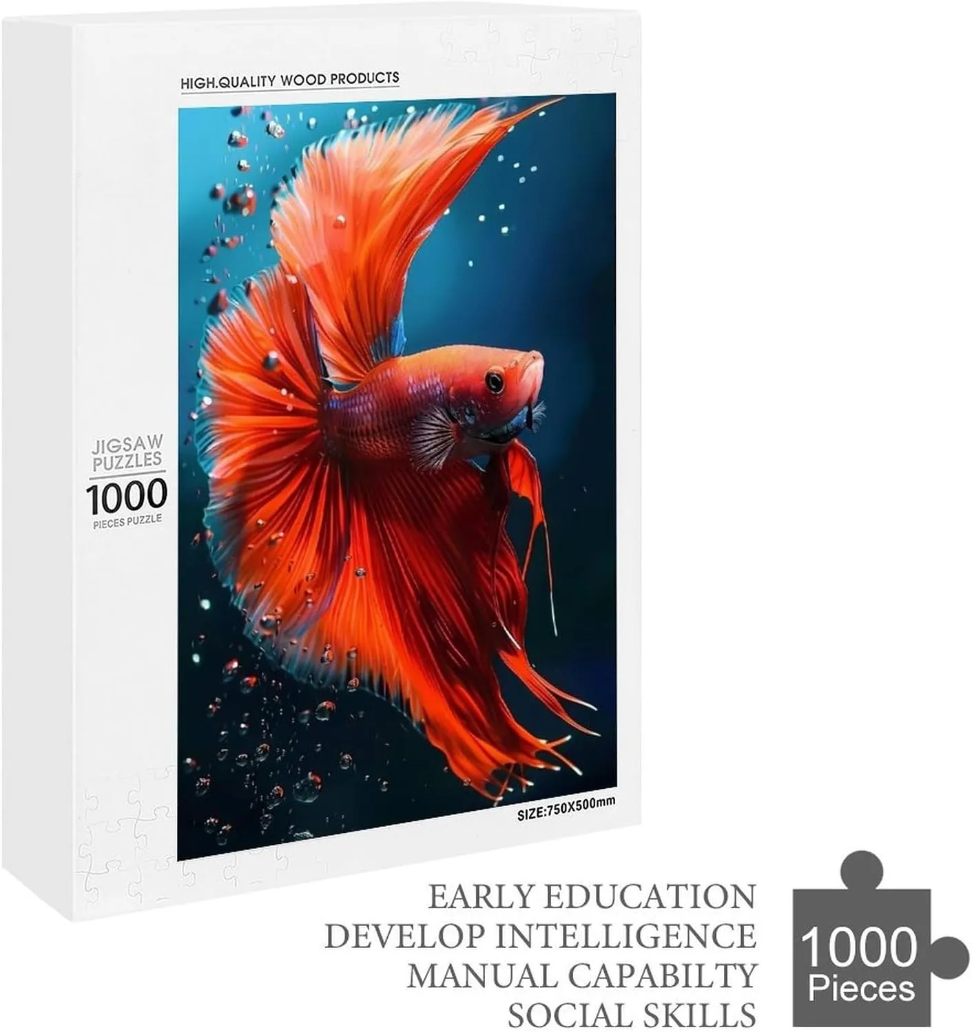 Puzzles for Adults 1000 Pieces - Red Betta Fish Fish Funny Puzzle, Seek and Find Activities, Travel Toys for Toddlers and Kids