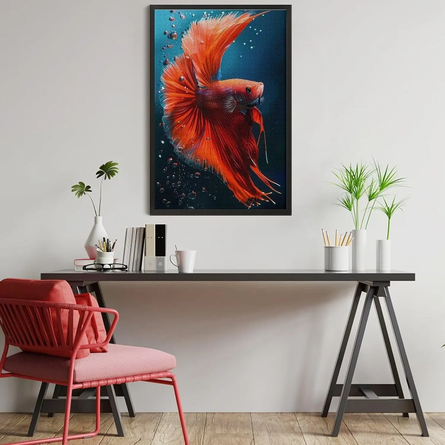 Puzzles for Adults 1000 Pieces - Red Betta Fish Fish Funny Puzzle, Seek and Find Activities, Travel Toys for Toddlers and Kids