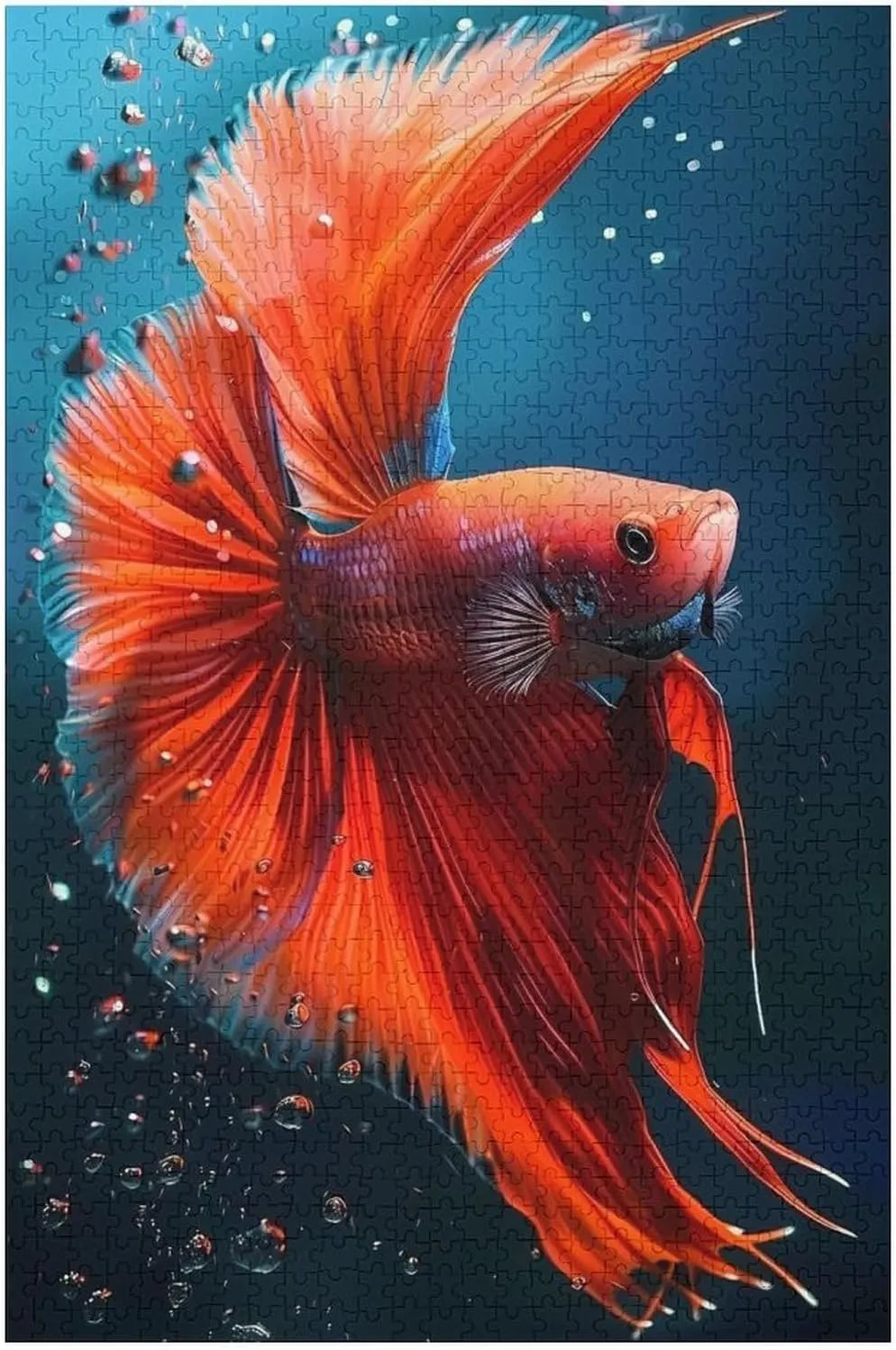 Puzzles for Adults 1000 Pieces - Red Betta Fish Fish Funny Puzzle, Seek and Find Activities, Travel Toys for Toddlers and Kids