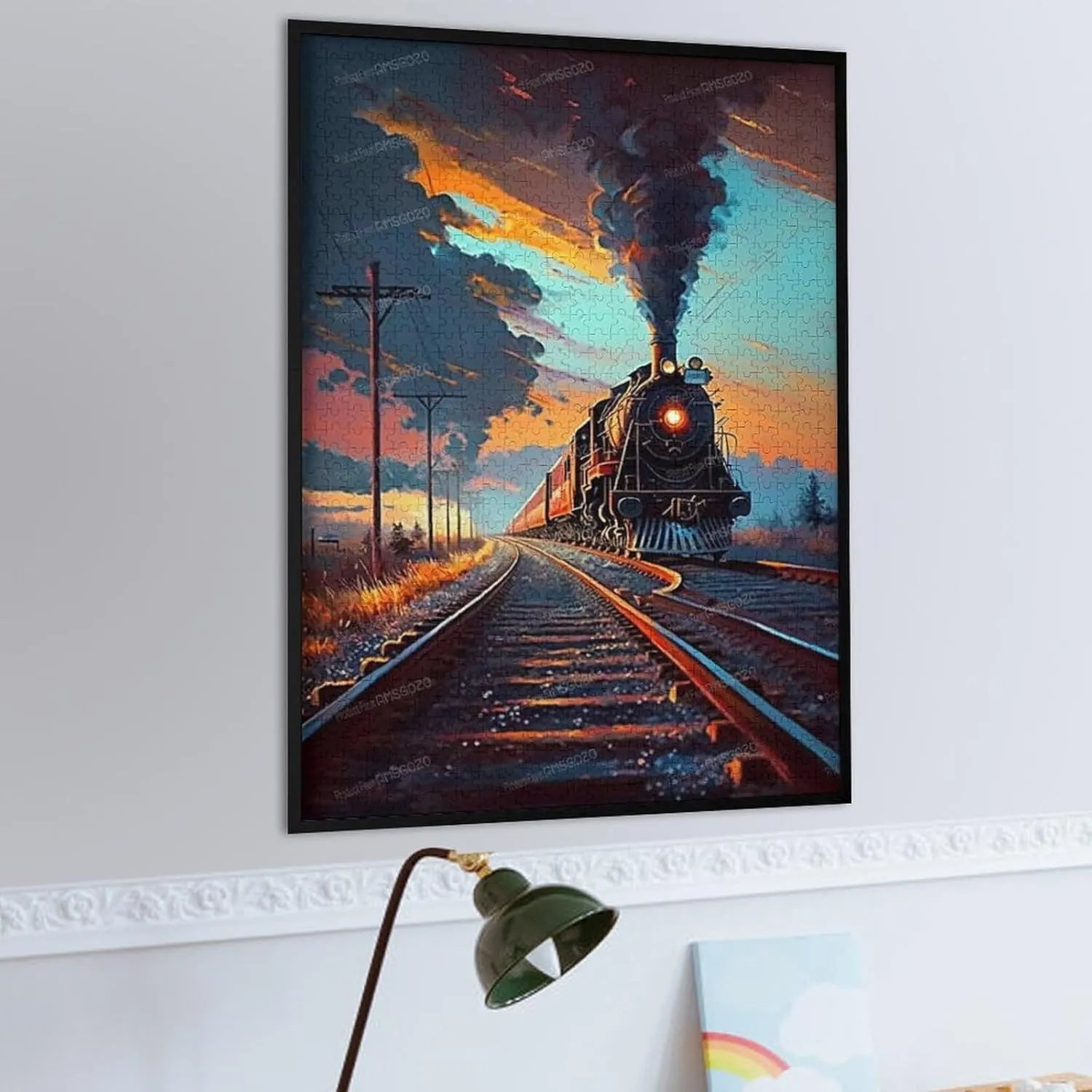 Puzzles for Adults 1000 Pieces - Sunset Train Landscape Puzzle Brain Teaser Activity for Kids,Gift for Birthday Christmas