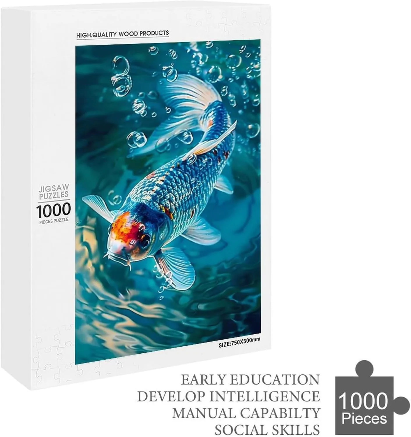 Puzzles for Adults 1000 Pieces - The Fish Surrounded by Bubbles Fish Funny Puzzle Learning Educational Puzzles for Children Girls and Boys