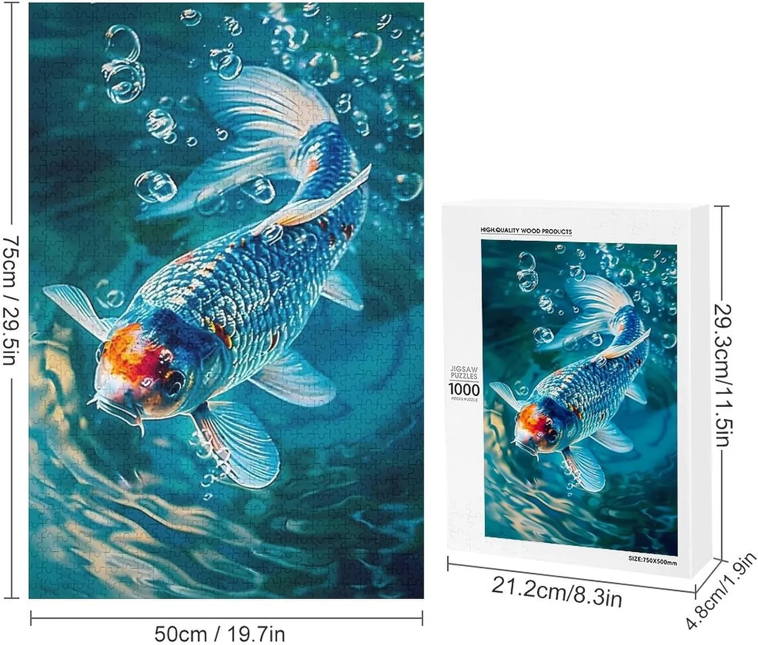 Puzzles for Adults 1000 Pieces - The Fish Surrounded by Bubbles Fish Funny Puzzle Learning Educational Puzzles for Children Girls and Boys