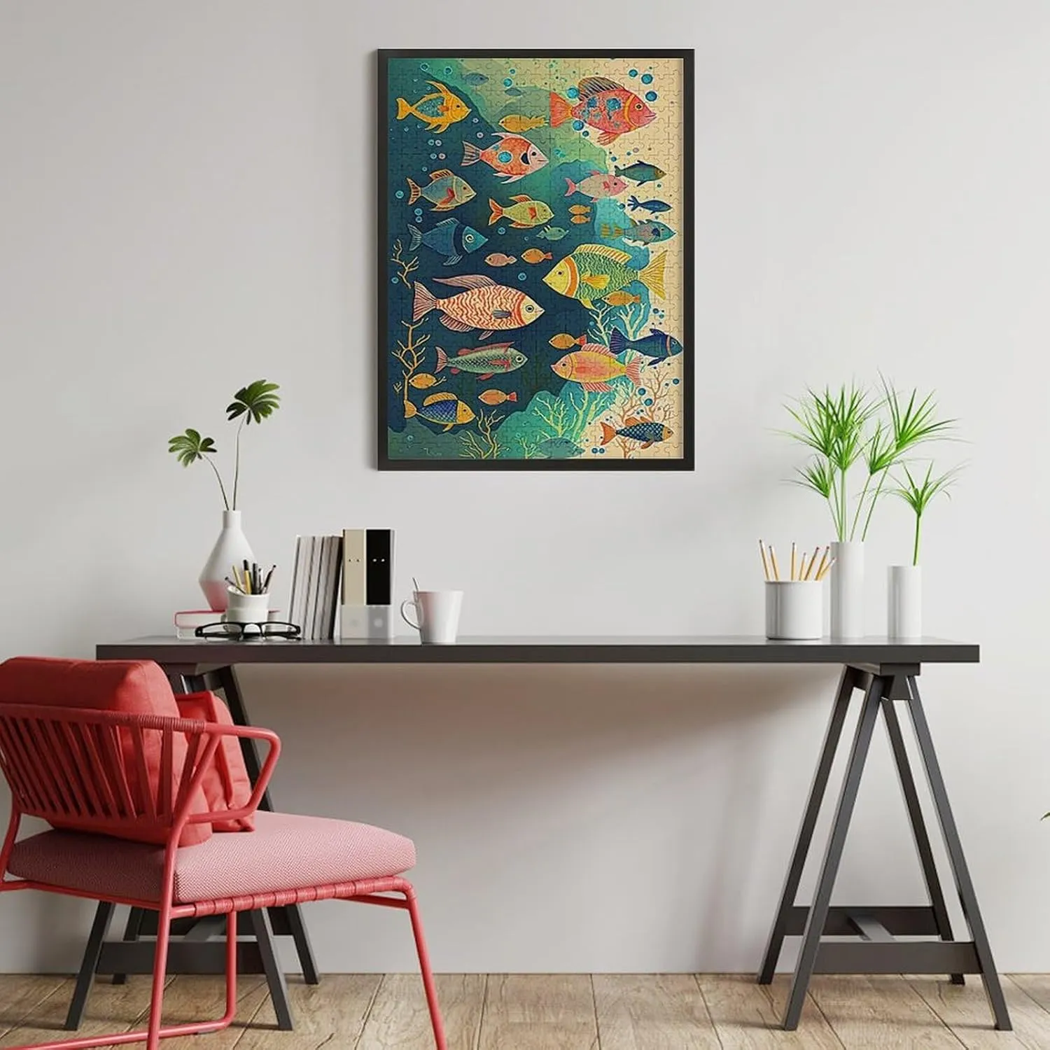 Puzzles for Adults 500 Pieces - Colorful Fish Retro Ocean Perfect Interlocking Clear Printing - Adults Educational Puzzle Ideal Gift - Display as Artwork Idea!