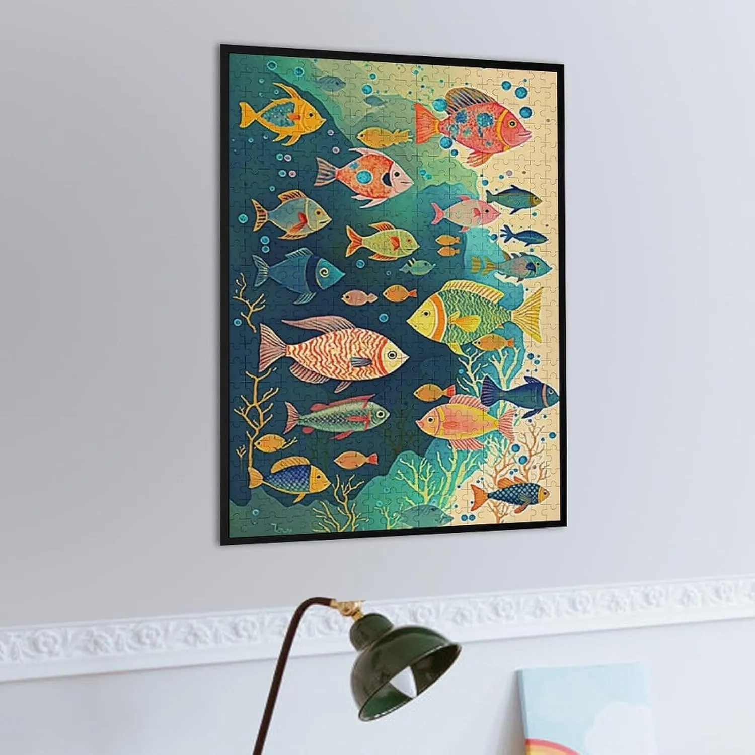 Puzzles for Adults 500 Pieces - Colorful Fish Retro Ocean Perfect Interlocking Clear Printing - Adults Educational Puzzle Ideal Gift - Display as Artwork Idea!