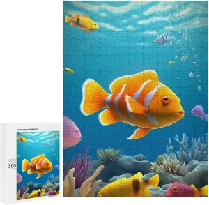 Puzzles for Adults 500 Pieces - Coral Bush Fish Ocean Puzzle Challenging Educational Toys Puzzles Reduced Pressure Gift
