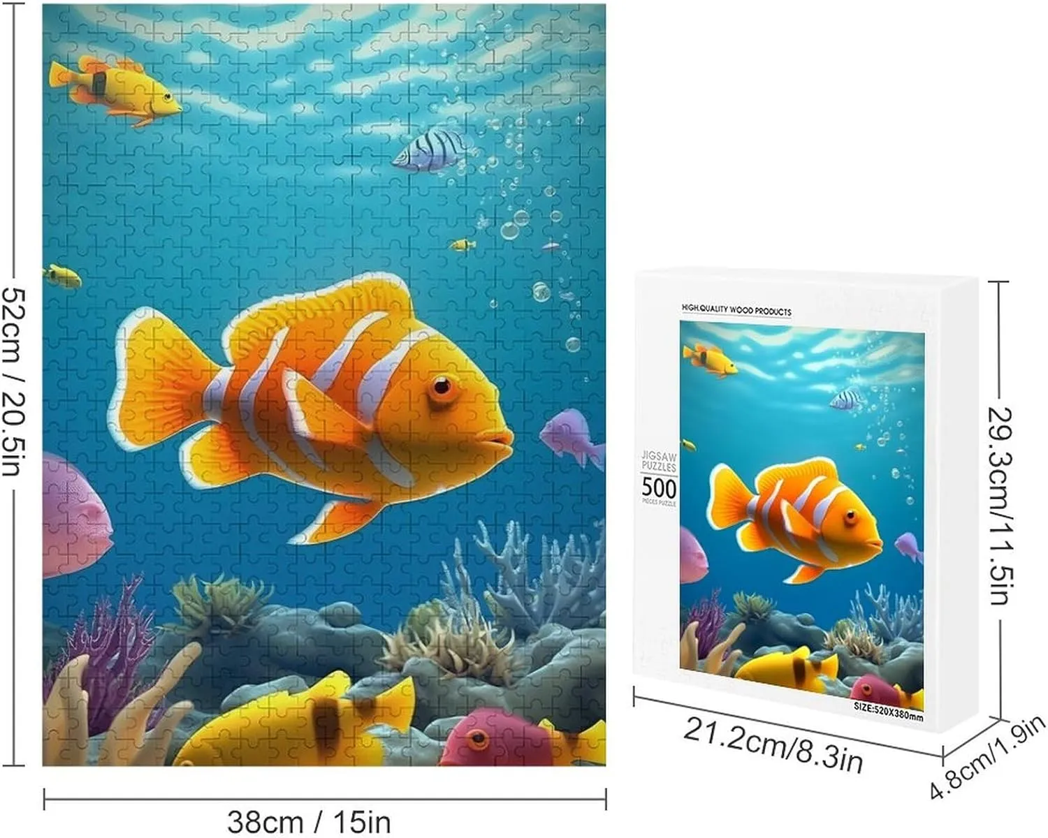 Puzzles for Adults 500 Pieces - Coral Bush Fish Ocean Puzzle Challenging Educational Toys Puzzles Reduced Pressure Gift