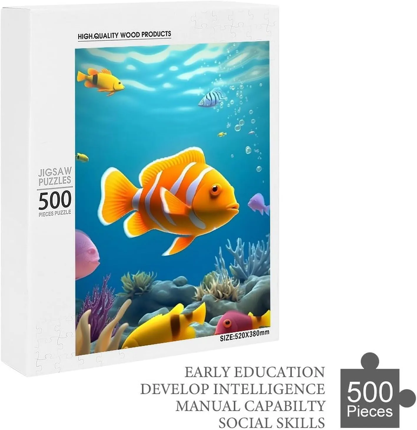 Puzzles for Adults 500 Pieces - Coral Bush Fish Ocean Puzzle Challenging Educational Toys Puzzles Reduced Pressure Gift