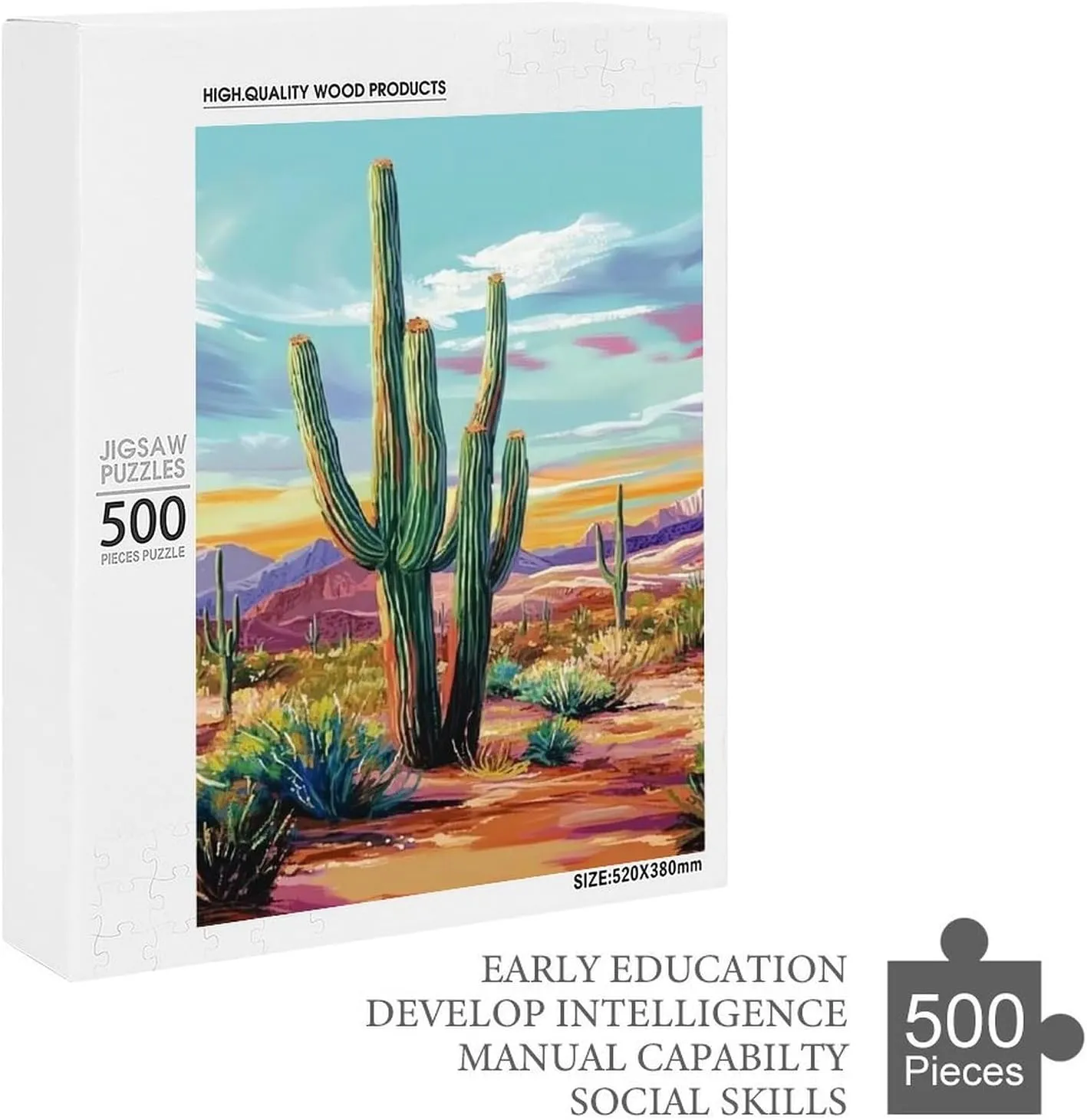 Puzzles for Adults 500 Pieces - Desert Cactus Puzzle Challenging Educational Toys Gifts for Home Decor Family Activities