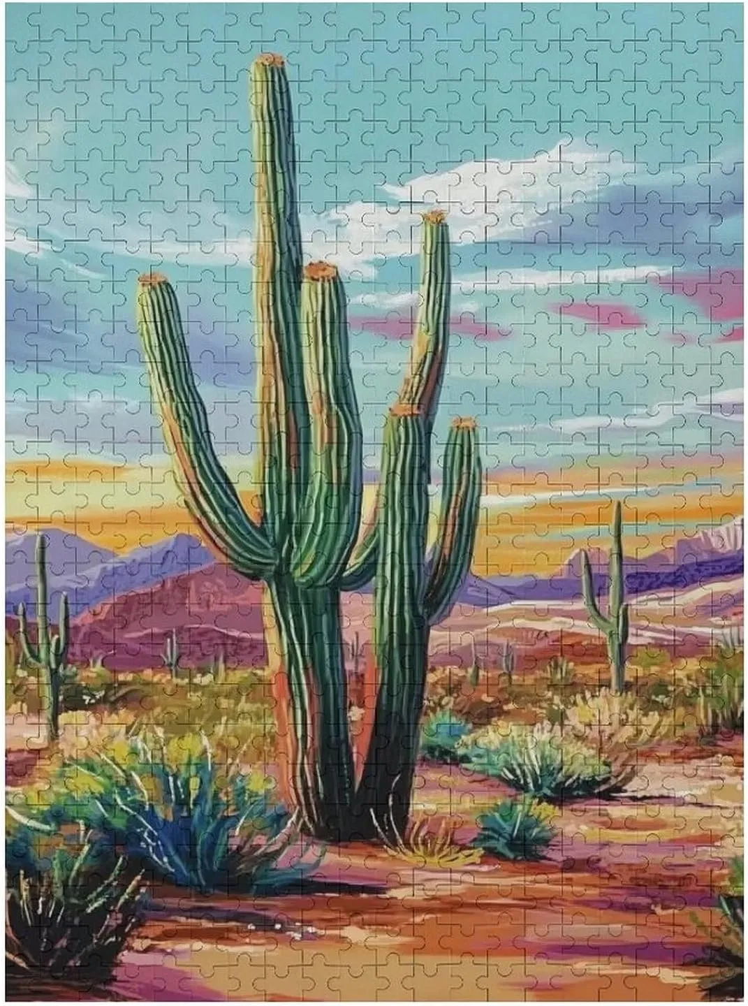 Puzzles for Adults 500 Pieces - Desert Cactus Puzzle Challenging Educational Toys Gifts for Home Decor Family Activities