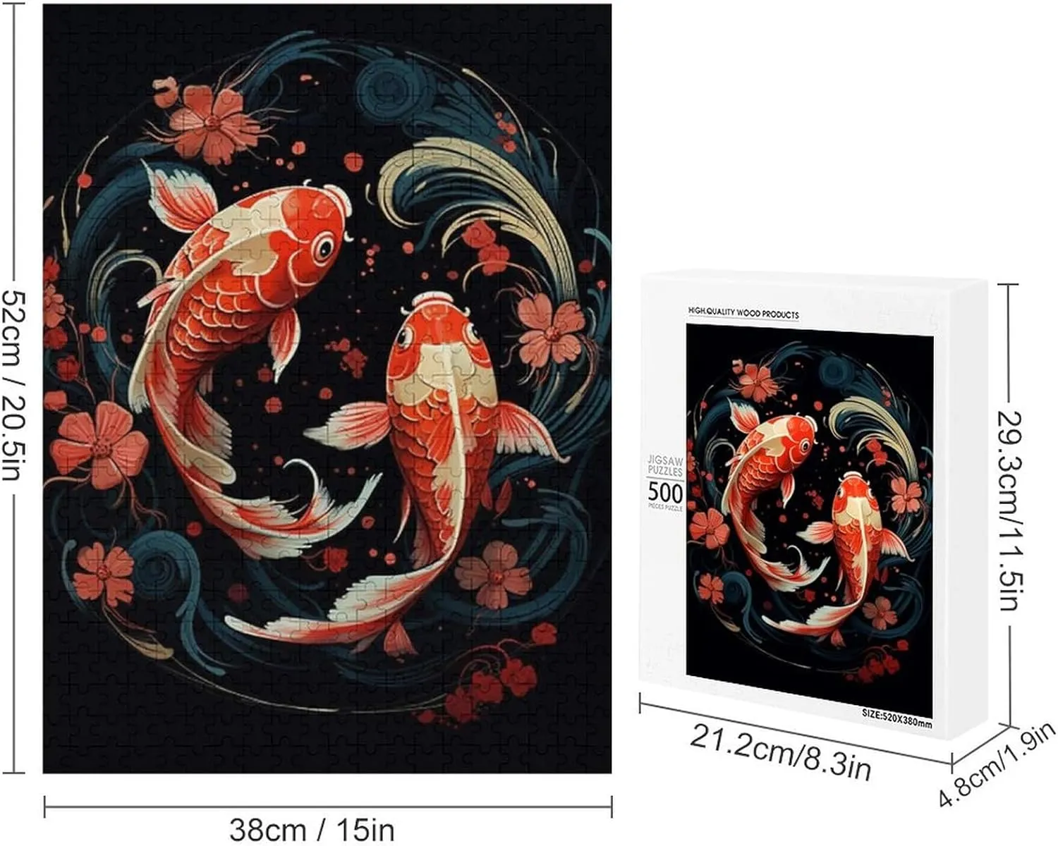 Puzzles for Adults 500 Pieces - Fish Animal Hi-Definition Printing Beautiful Drawings,for Bedroom Decor Family Holidays,Elevate Yourself Gift Decor