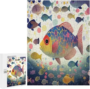 Puzzles for Adults 500 Pieces - Fish Colorful Fish Perfect Interlocking Clear Printing - Adults Educational Puzzle Ideal Gift - Display as Artwork Idea!
