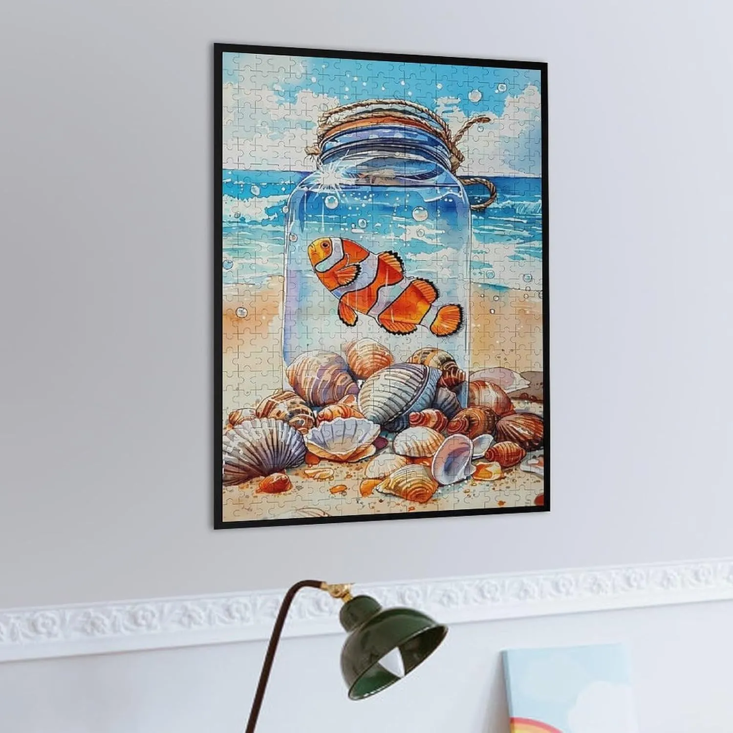 Puzzles for Adults 500 Pieces - Jar of Fish on The Beach Puzzle Challenging Educational Toys Puzzles Reduced Pressure Gift