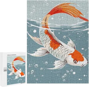 Puzzles for Adults 500 Pieces - Koi Swimming in Water Fish Puzzles for Family Games, Puzzle for Gifts, Funny Puzzle for Education