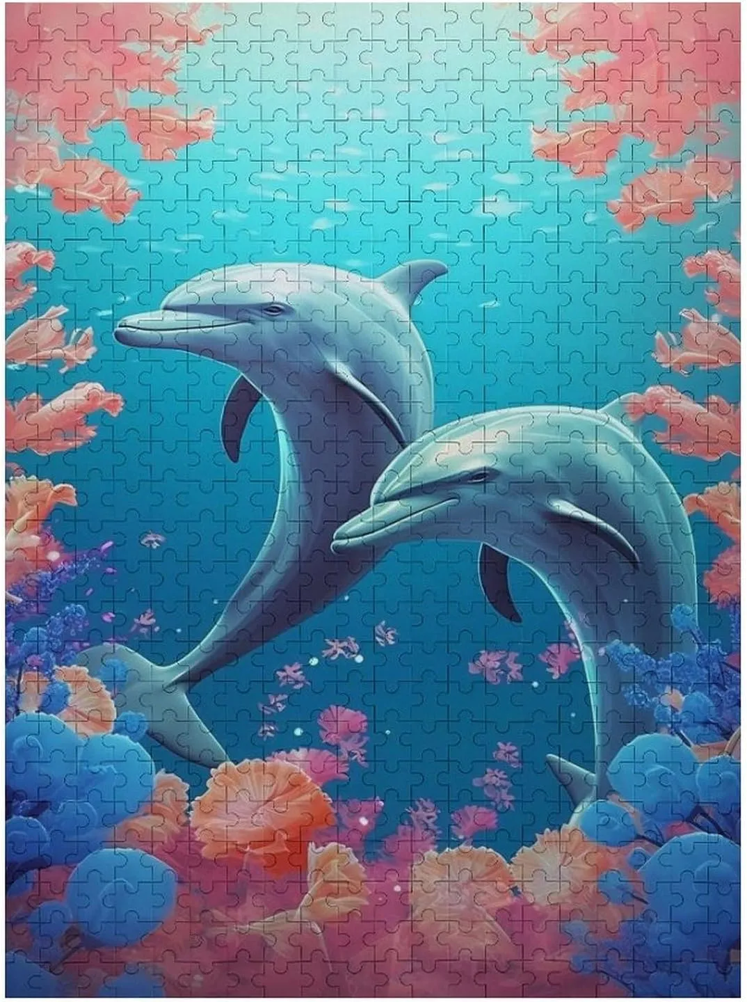Puzzles for Adults 500 Pieces - Sea Fish Dolphins and Coral Challenging Gift for Puzzle Lovers, Fun Time with Friends, Displayable Wall Decor & Home Gift