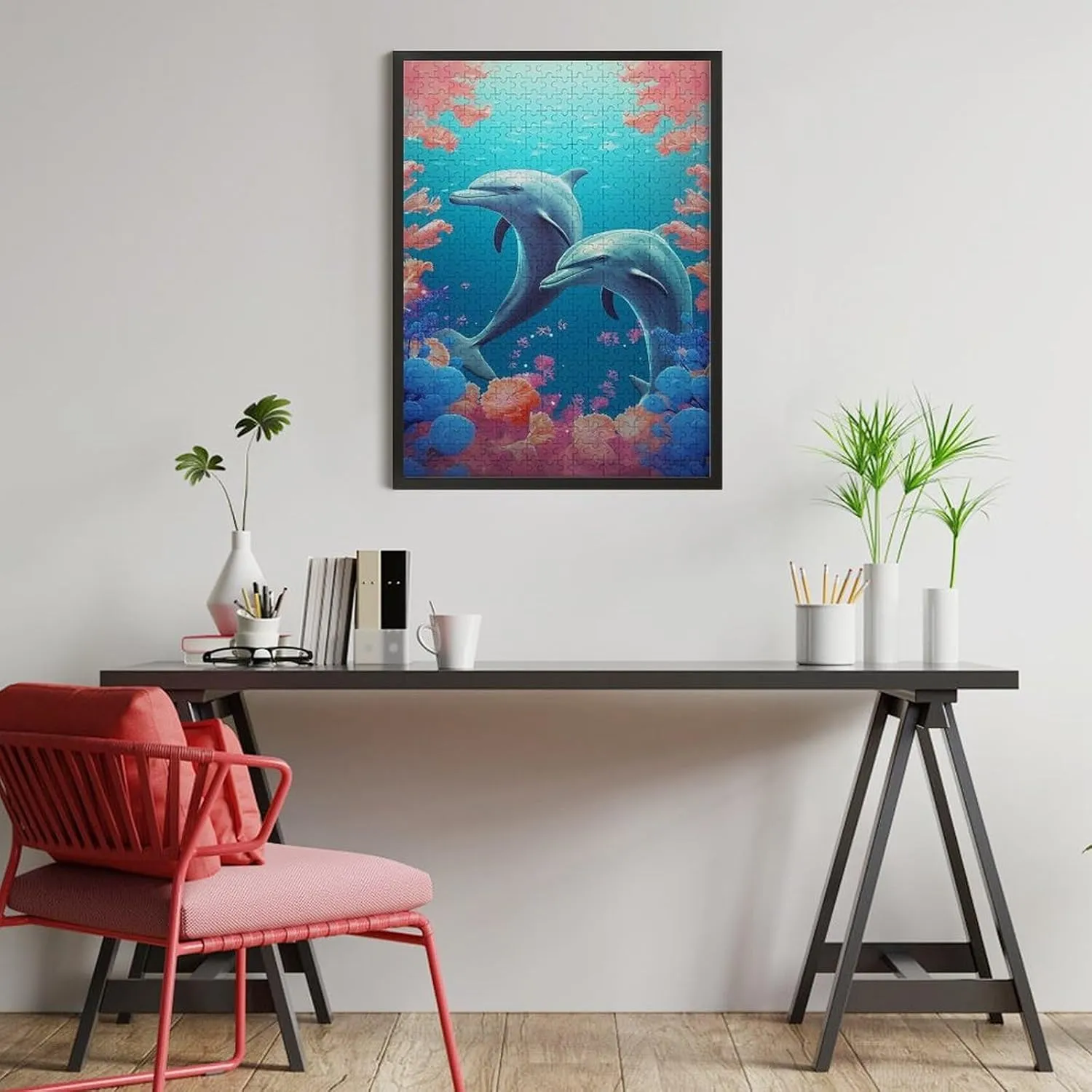 Puzzles for Adults 500 Pieces - Sea Fish Dolphins and Coral Challenging Gift for Puzzle Lovers, Fun Time with Friends, Displayable Wall Decor & Home Gift