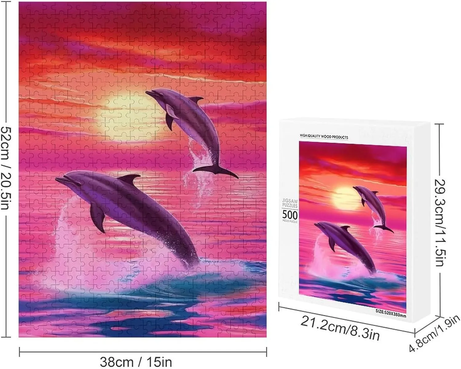 Puzzles for Adults 500 Pieces - Sea Fish Funny Puzzle, Seek and Find Activities, Travel Toys for Toddlers and Kids
