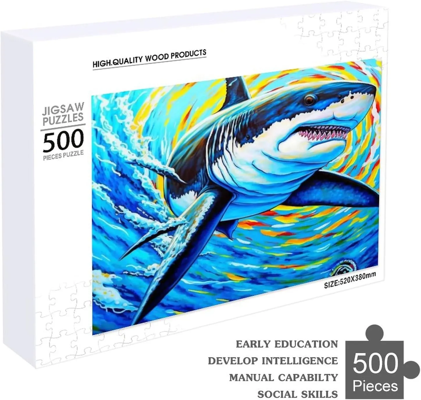 Puzzles for Adults 500 Pieces - Shark Animal Fish Funny Puzzle Learning Educational Puzzles for Children Girls and Boys