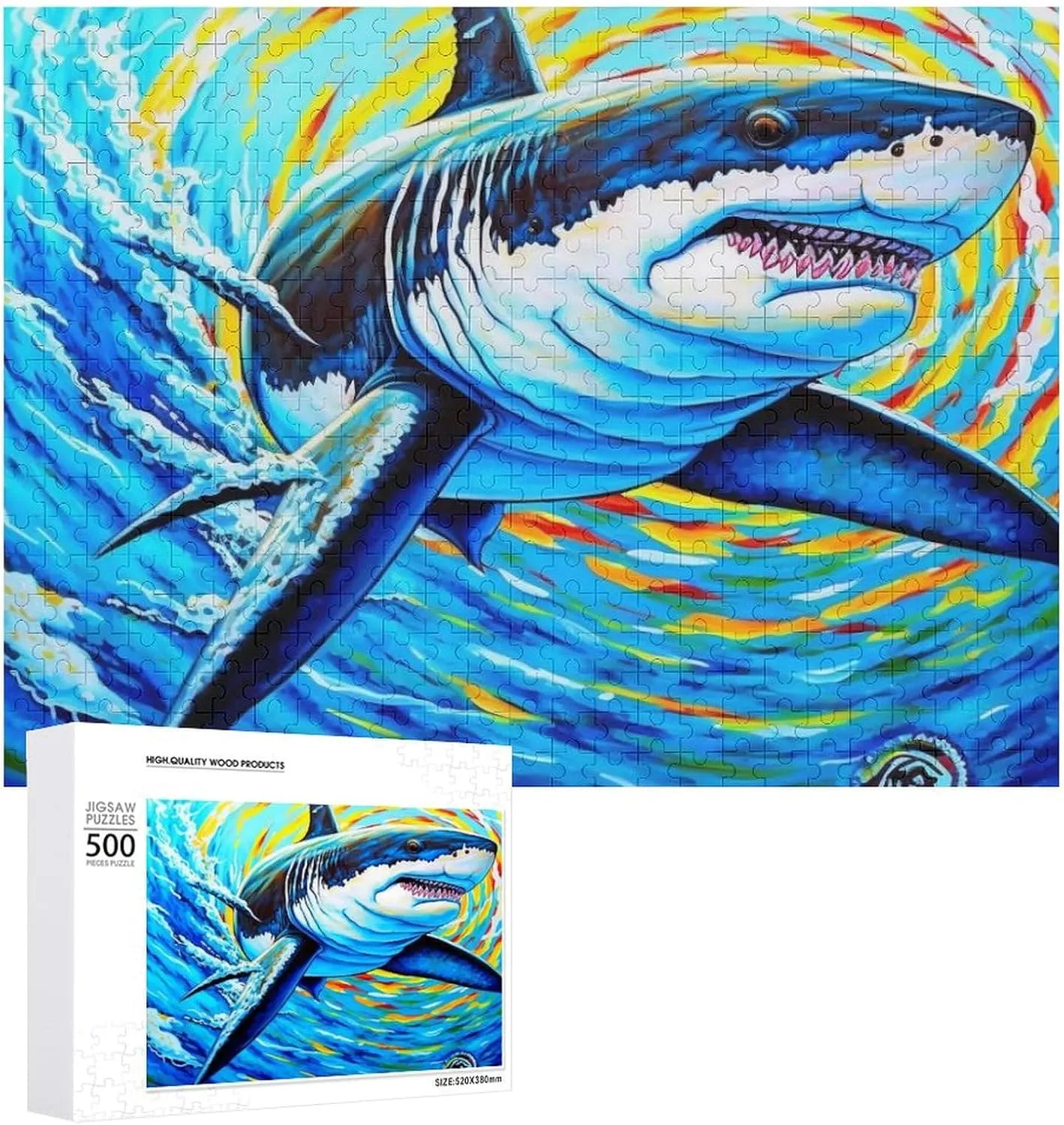 Puzzles for Adults 500 Pieces - Shark Animal Fish Funny Puzzle Learning Educational Puzzles for Children Girls and Boys