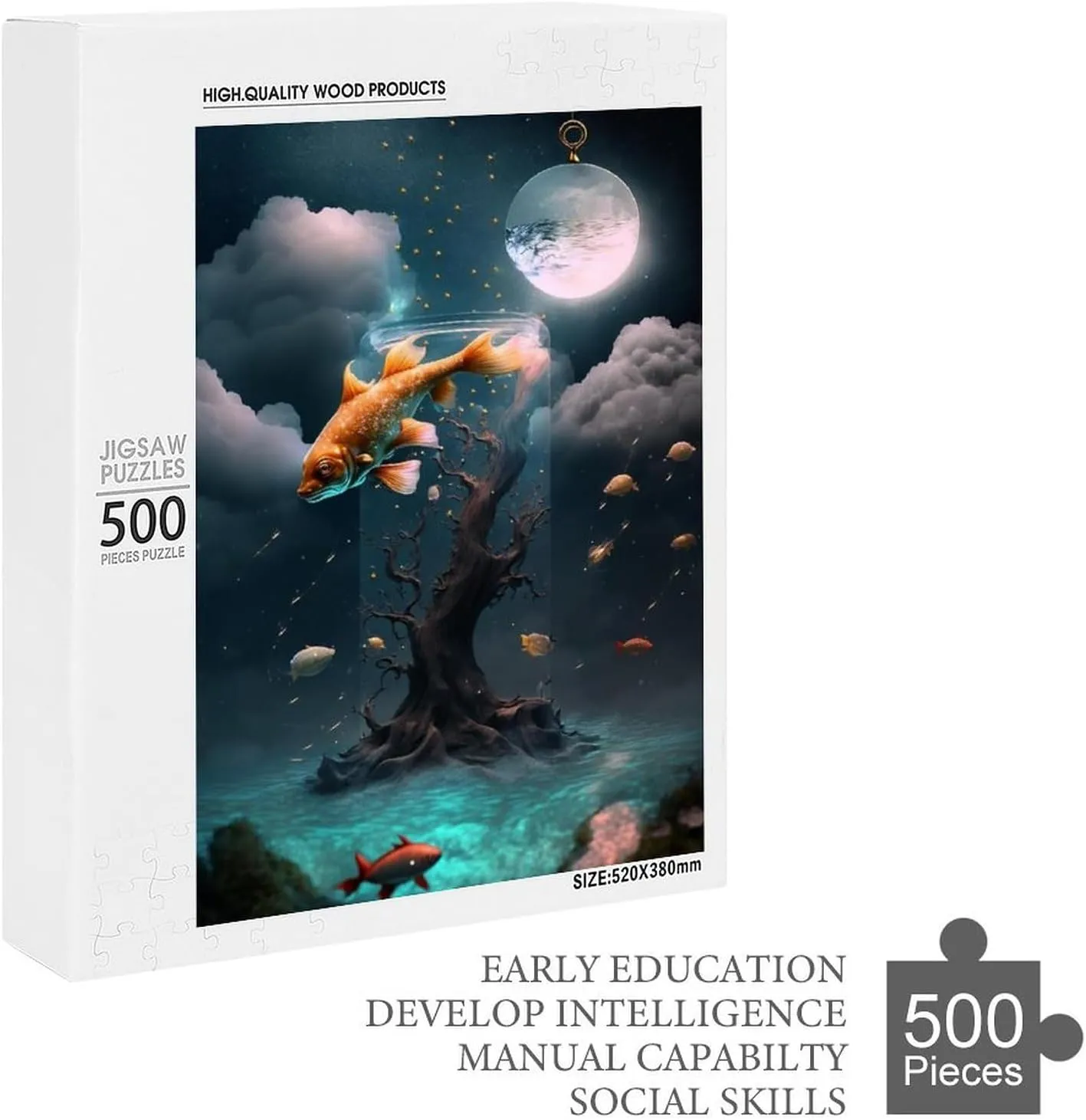 Puzzles for Adults 500 Pieces - Sky Guarded by Fish Funny Educational Puzzles, Birthday Christmas Valentine's Day Gift
