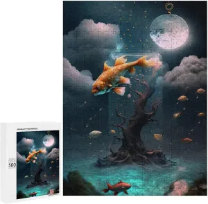 Puzzles for Adults 500 Pieces - Sky Guarded by Fish Funny Educational Puzzles, Birthday Christmas Valentine's Day Gift