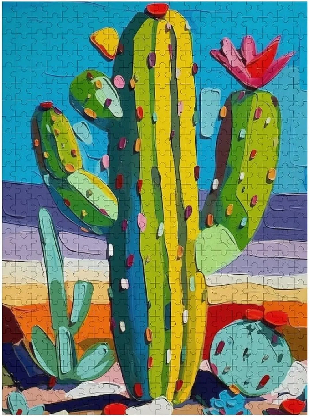 Puzzles for Adults 500 Pieces - Watercolour Cactus in Desert Flower Puzzle Brain Teaser Activity for Kids,Gift for Birthday Christmas