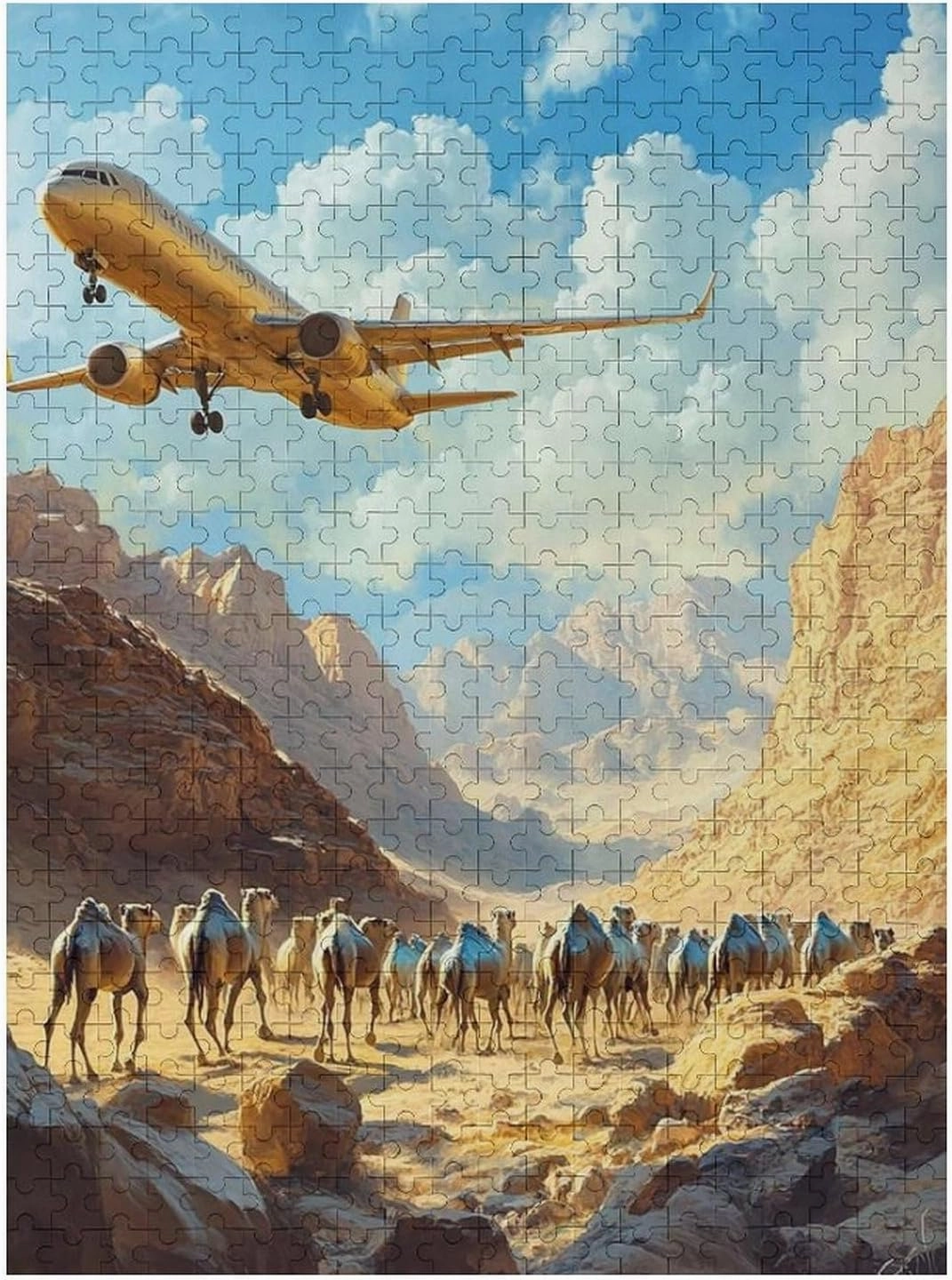 Puzzles for Adults 500 Pieces - Airplane Desert Funny Challenging Abstract Art Puzzle Brain Teaser Activity