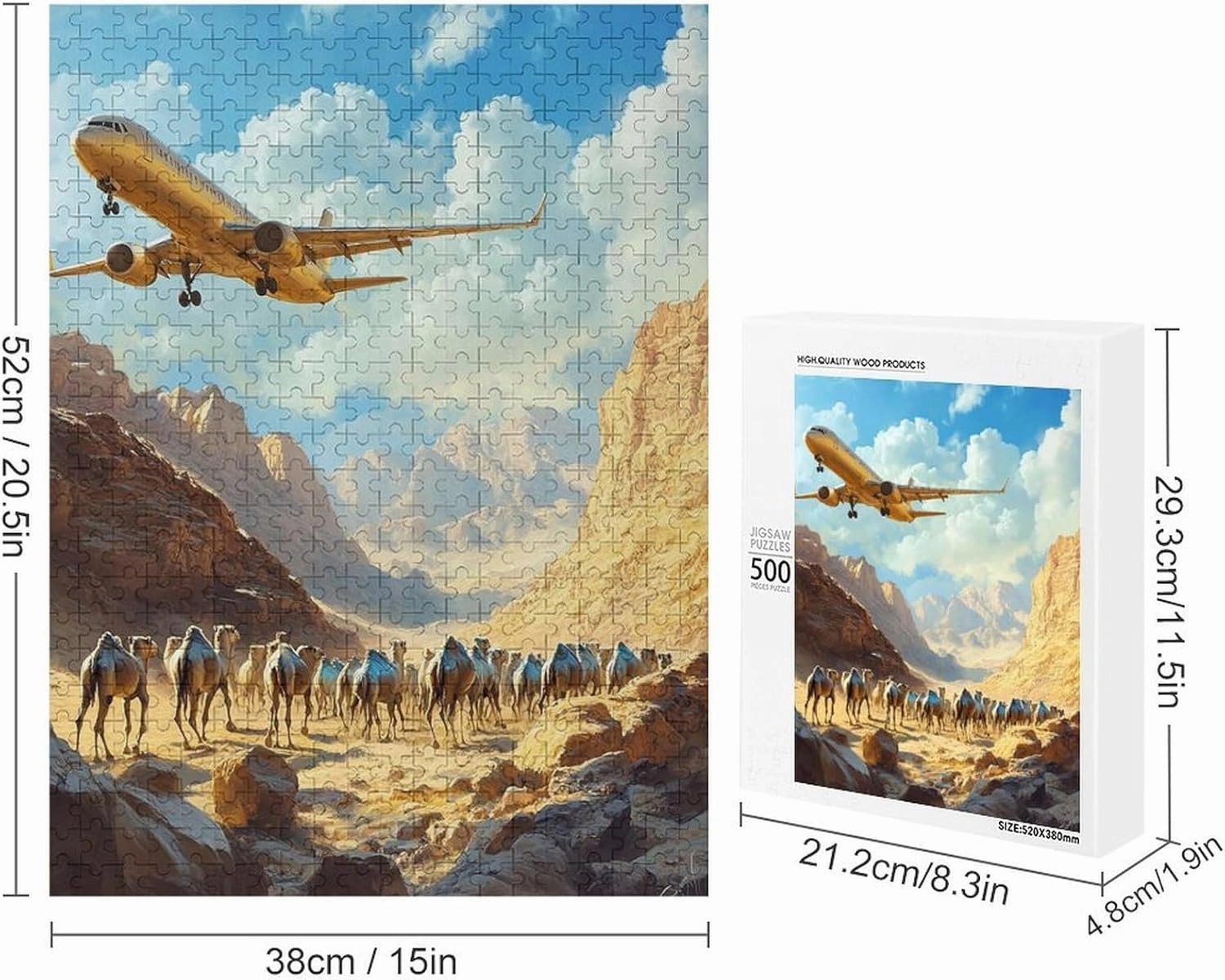 Puzzles for Adults 500 Pieces - Airplane Desert Funny Challenging Abstract Art Puzzle Brain Teaser Activity