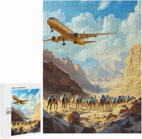 Puzzles for Adults 500 Pieces - Airplane Desert Funny Challenging Abstract Art Puzzle Brain Teaser Activity