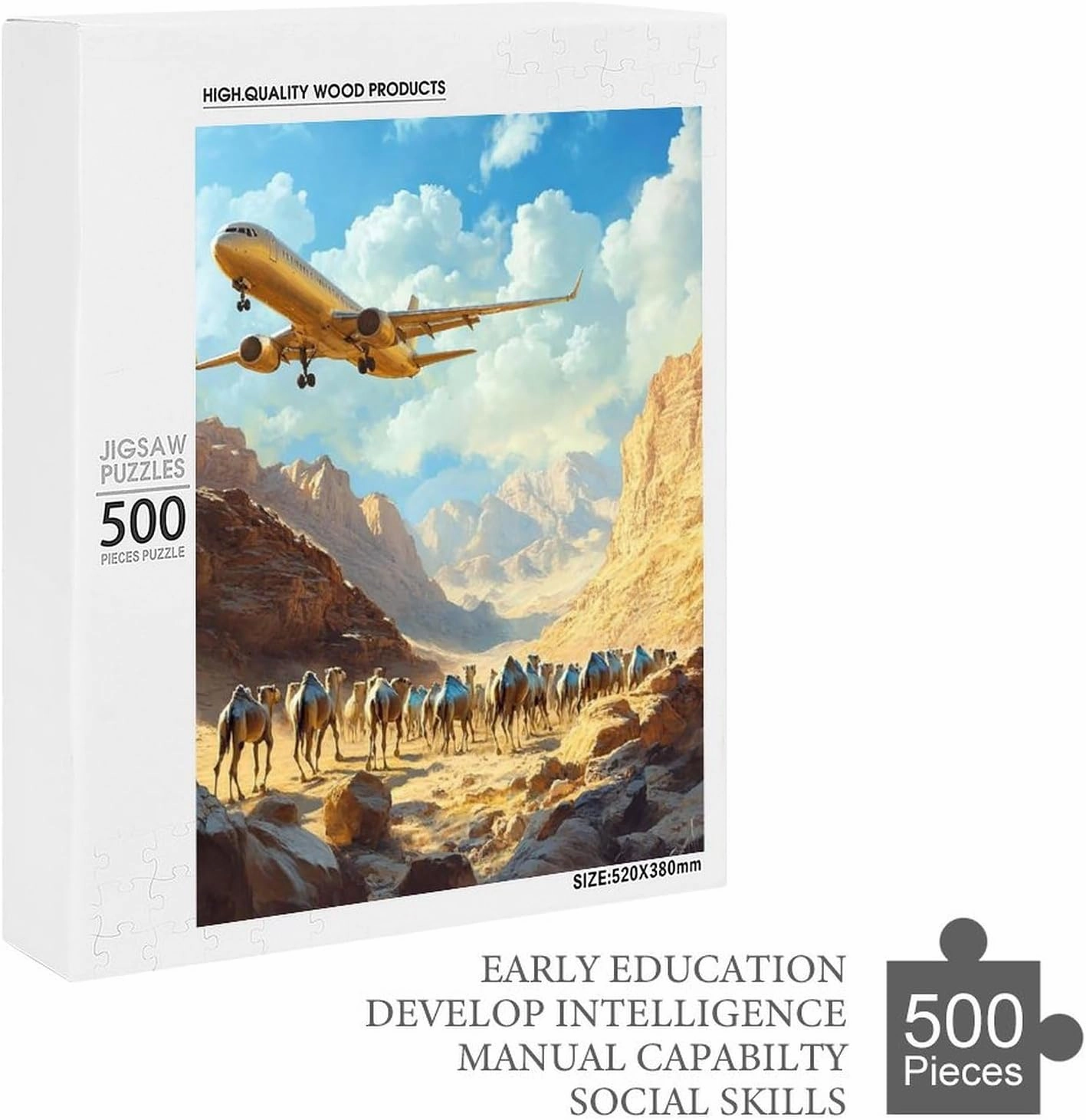 Puzzles for Adults 500 Pieces - Airplane Desert Funny Challenging Abstract Art Puzzle Brain Teaser Activity