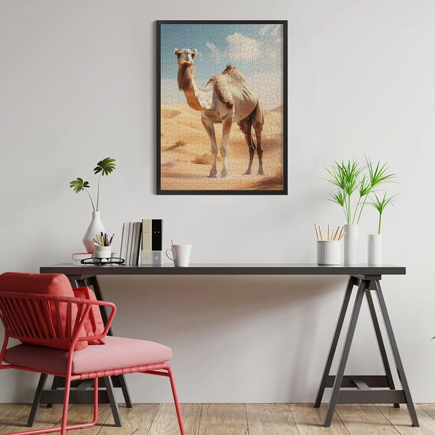 Puzzles for Adults 500 Pieces - The Camel Standing in The Desert Funny Inspirational Wooden Jigsaw Puzzles for Family Activities Games