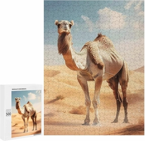 Puzzles for Adults 500 Pieces - The Camel Standing in The Desert Funny Inspirational Wooden Jigsaw Puzzles for Family Activities Games