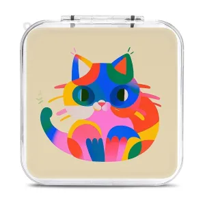 QMNBTES Colorful Cats Switch Game Case Switch Game Holder Cartridge Case Storage 12 Games & 2 Micro Sd Card Slots, Travel Carry Cases, Portable Games Card Storage, Hard Shell, Buckle Closure