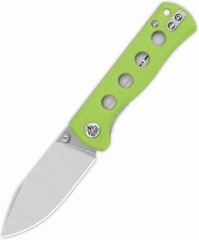 QSP KNIFE CANARY FOLDER POCKET KNIFE, SHARP 14C28N BLADE with COLORFUL G-10 HANDLES (stonewash blade, neon G-10 handle)