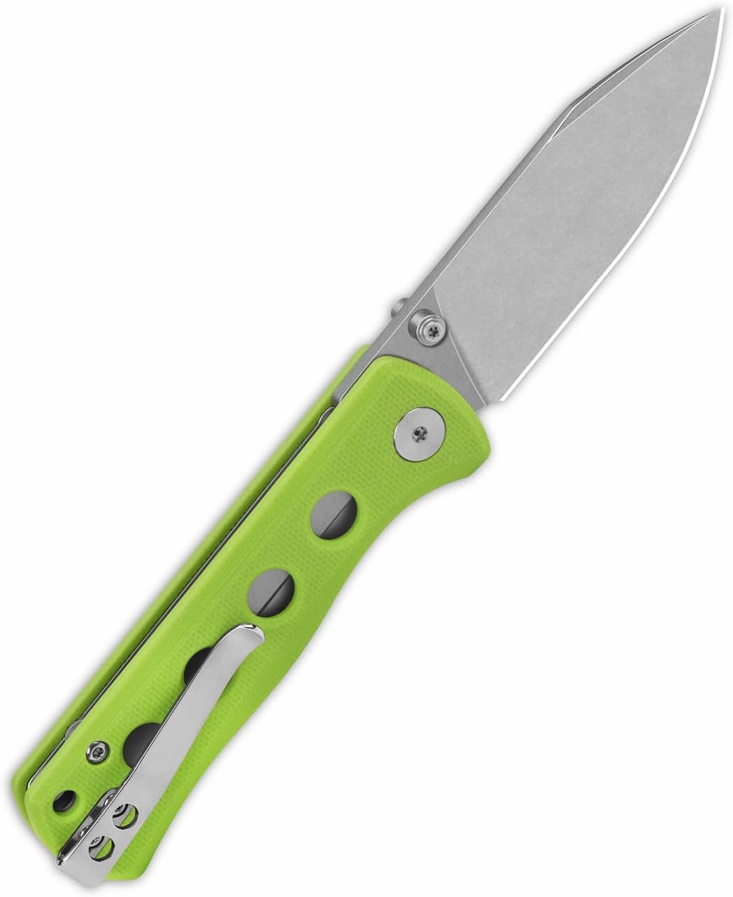 QSP KNIFE CANARY FOLDER POCKET KNIFE, SHARP 14C28N BLADE with COLORFUL G-10 HANDLES (stonewash blade, neon G-10 handle)