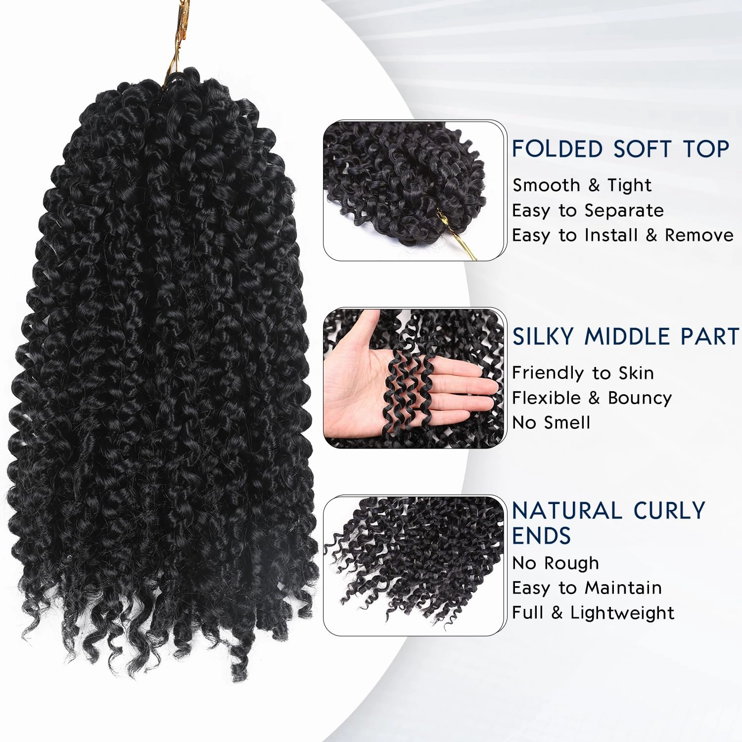 Quantum Love Kinky Curly Crochet Hair Short Marlybob Jerry Curl Hair Extension for Black Women Short Passion Twist Synthetic Hair Extension (3 Pack 10 Inches)