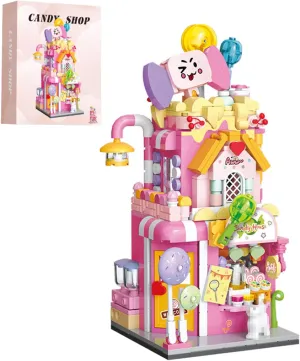 Rainbow Candy House Building Blocks Model Set, City MOC Creative Store Model DIY Toys, 498 Pcs Simulation Architecture Building Bricks, Gift for Kids and Adults (Multicolor)