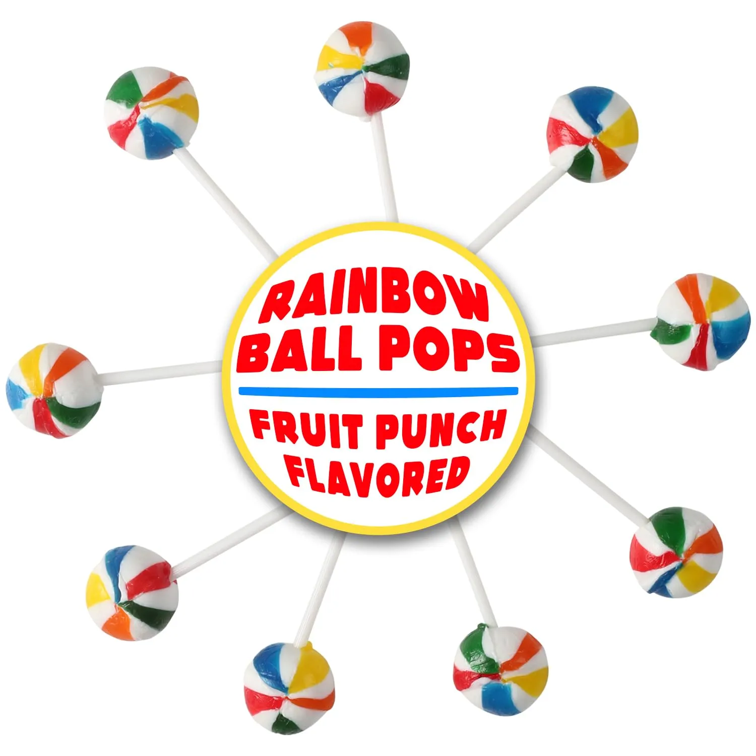 Rainbow Lollipops - 3 Pounds - Rainbow Parade Throws - Beach Ball Pops - Fruit Punch Flavored - Birthday Parties, Carnivals & Events - Colorful Individually Wrapped Suckers​