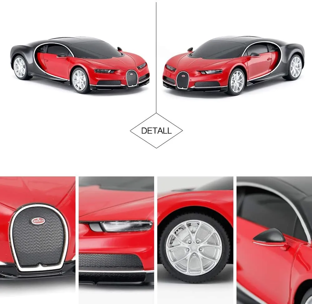 RASTAR Bugatti Toy Car, 1/24 Scale Bugatti Chiron RC Model Car, Red