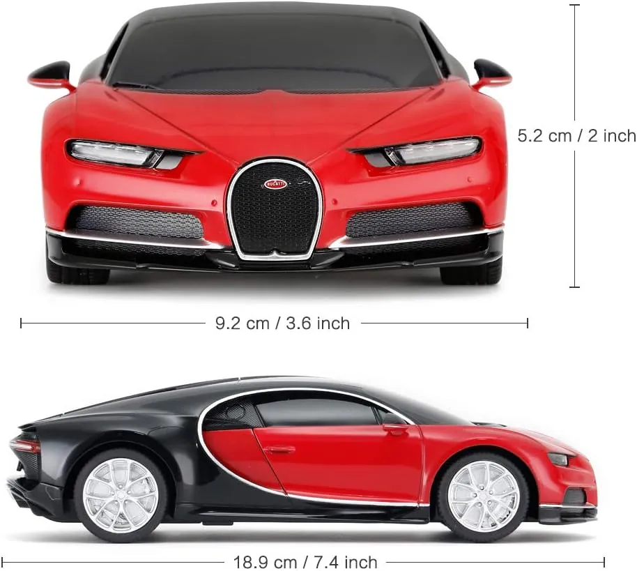 RASTAR Bugatti Toy Car, 1/24 Scale Bugatti Chiron RC Model Car, Red