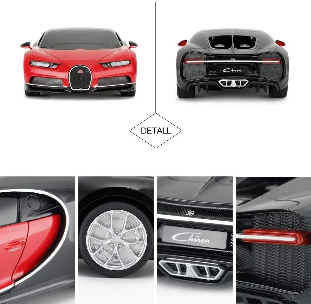 RASTAR Bugatti Toy Car, 1/24 Scale Bugatti Chiron RC Model Car, Red