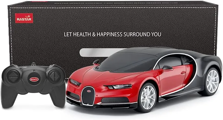 RASTAR Bugatti Toy Car, 1/24 Scale Bugatti Chiron RC Model Car, Red