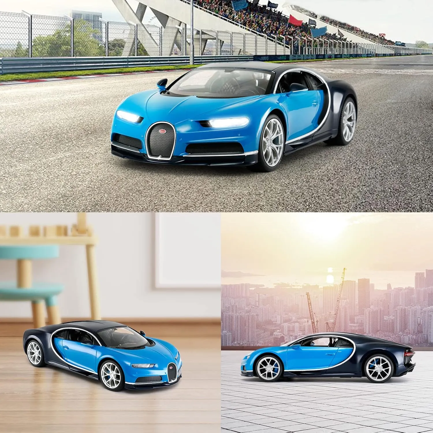 RASTAR RC Bugatti Chiron Remote Control Car, 1/14 RASTAR Bugatti Chiron RC Car - Blue
