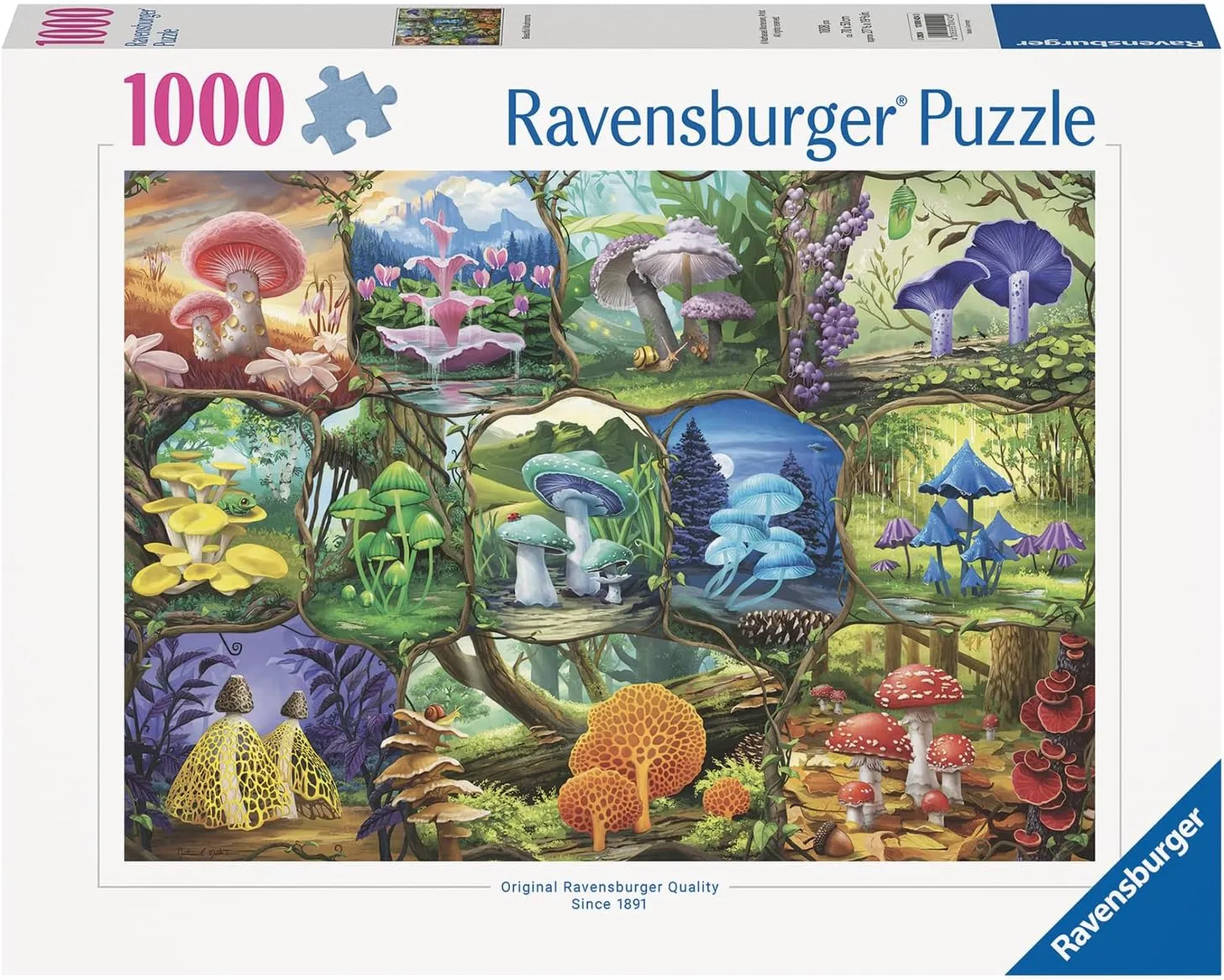 Ravensburger Beautiful Mushrooms 1000 Piece Jigsaw Puzzle - Engaging Artful Design | Superior Interlocking Fit | Vibrant, Matte Finish | FSC-Certified Eco-Friendly Materials | Made in Germany