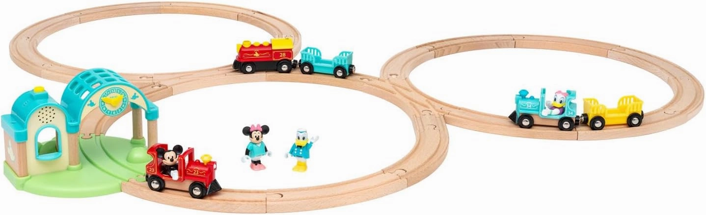Ravensburger BRIO 32292 Disney Mickey's Deluxe Wooden Railway Set | Wooden Toy Train Set for Kids Age 3 and Upin
