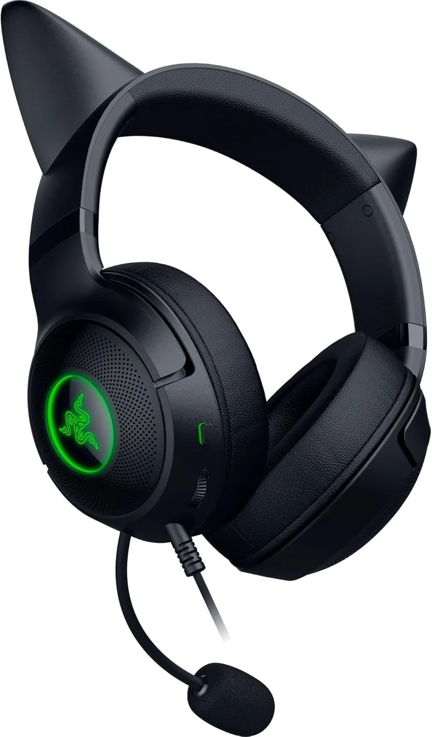 Razer Kraken Kitty V2 USB Wired RGB Headset: Chroma Kitty Ears - Stream Reactive Lighting - HyperClear Cardioid Mic - Triforce 40 mm Drivers - 7.1 Surround Sound - Classic Black (Renewed)