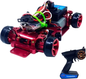 RC Car DIY, 1/28 4WD 2.4G Metal Rear Drift Repellent RC Car Transmitter Electric High Speed RC Drift Car DRZ XRX Mini Z Racing Car RC Model RTR for Adults